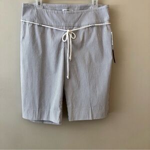 Peck & Peck White and Navy Pinstripe Drawstring Shorts